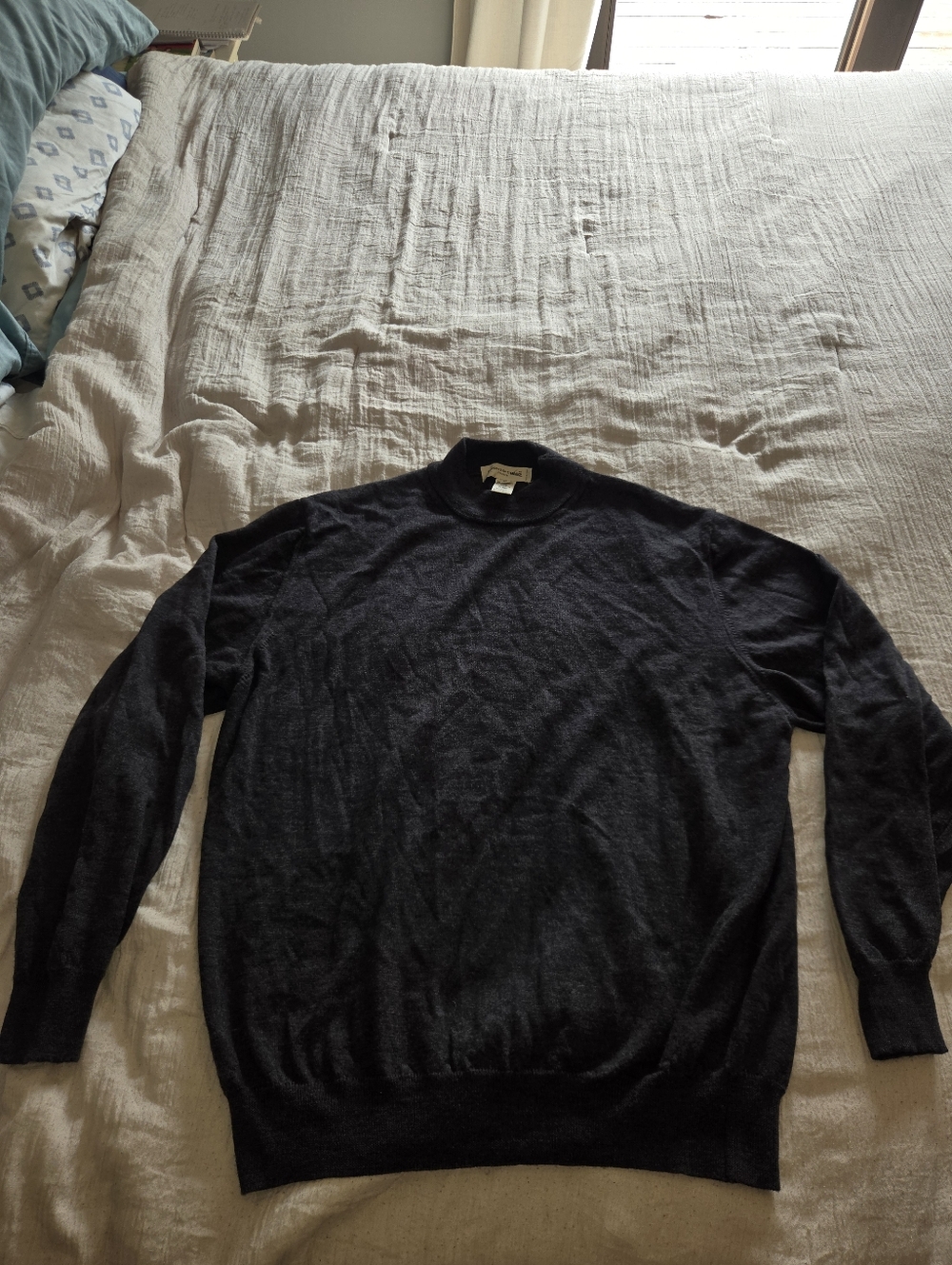 Pronto Uomo Charcoal Gray Mockneck Sweater 100% Merino Wool